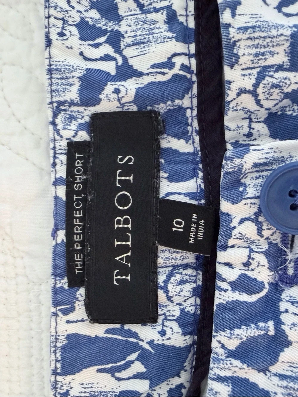 Talbots Navy and White Elephant Patterned Shorts